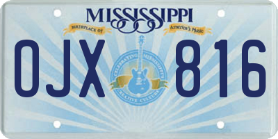MS license plate OJX816