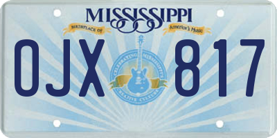 MS license plate OJX817