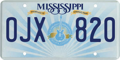 MS license plate OJX820