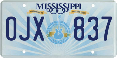 MS license plate OJX837