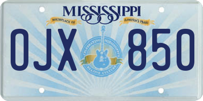 MS license plate OJX850