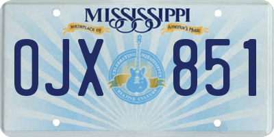 MS license plate OJX851