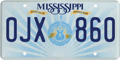 MS license plate OJX860