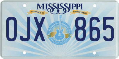 MS license plate OJX865