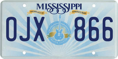 MS license plate OJX866