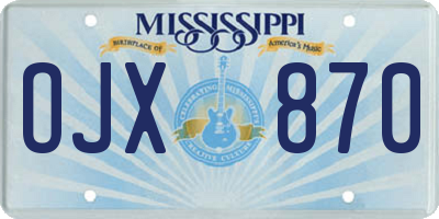 MS license plate OJX870