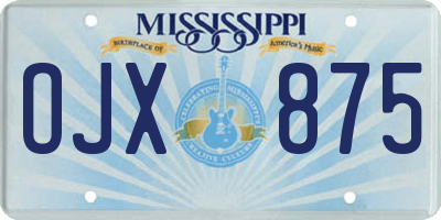 MS license plate OJX875