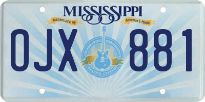 MS license plate OJX881