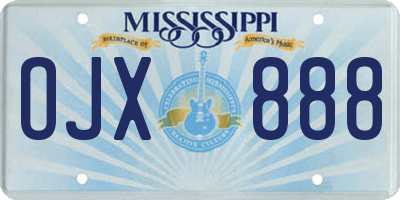 MS license plate OJX888