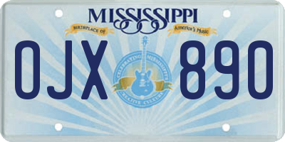 MS license plate OJX890