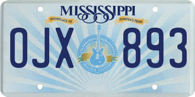 MS license plate OJX893