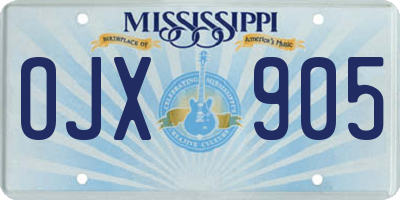 MS license plate OJX905