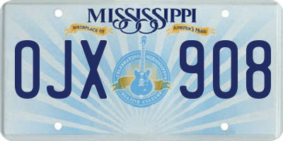 MS license plate OJX908