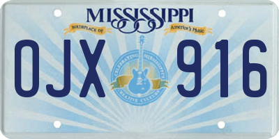 MS license plate OJX916