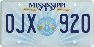 MS license plate OJX920
