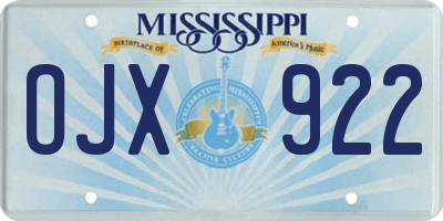 MS license plate OJX922