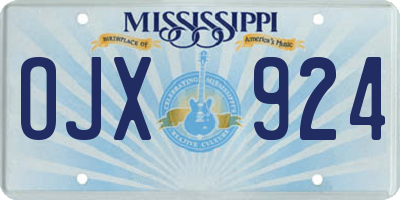 MS license plate OJX924