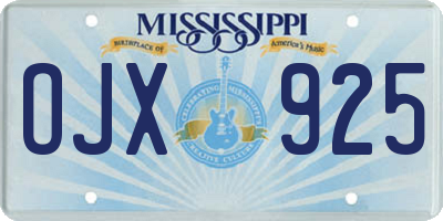 MS license plate OJX925