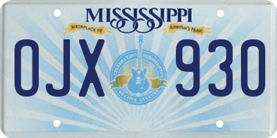 MS license plate OJX930