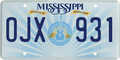 MS license plate OJX931