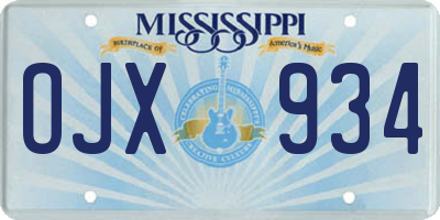 MS license plate OJX934
