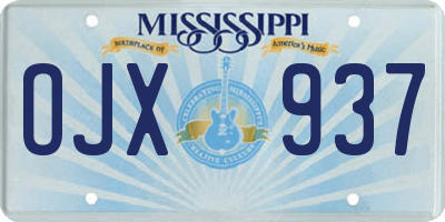 MS license plate OJX937