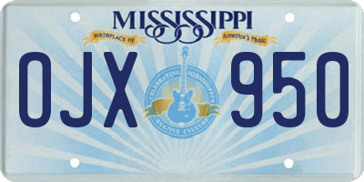 MS license plate OJX950