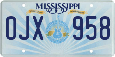 MS license plate OJX958