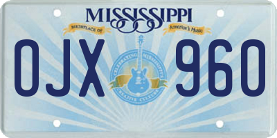 MS license plate OJX960