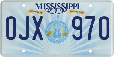 MS license plate OJX970