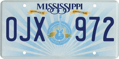 MS license plate OJX972