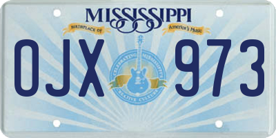 MS license plate OJX973
