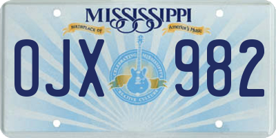 MS license plate OJX982
