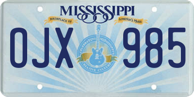 MS license plate OJX985