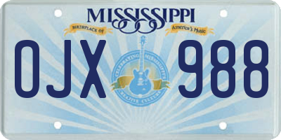 MS license plate OJX988
