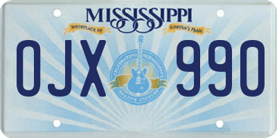 MS license plate OJX990