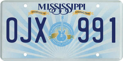 MS license plate OJX991