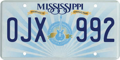 MS license plate OJX992