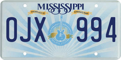 MS license plate OJX994