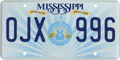 MS license plate OJX996
