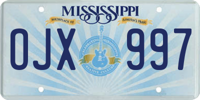 MS license plate OJX997