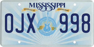 MS license plate OJX998
