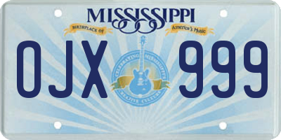 MS license plate OJX999