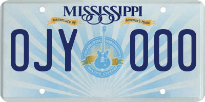 MS license plate OJY000