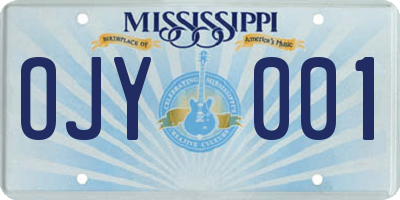 MS license plate OJY001