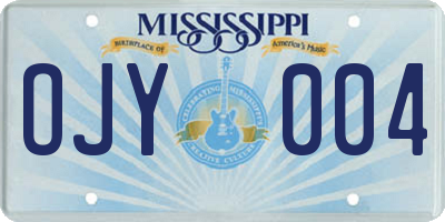 MS license plate OJY004
