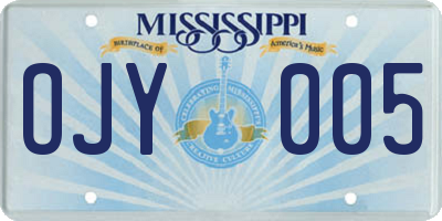 MS license plate OJY005