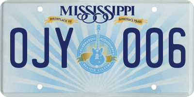 MS license plate OJY006