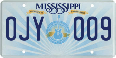 MS license plate OJY009