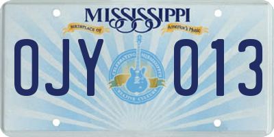 MS license plate OJY013
